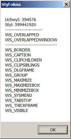 Styl okna MS Access