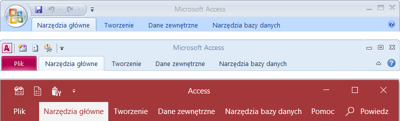 Tytuły okien MS Access