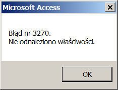 Właściwość nie istnieje