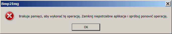 Brakuje pamięci by wczytać plik bmp