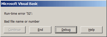 Run-time error 52