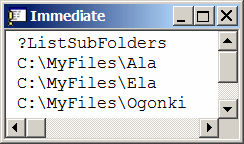 Dir. Lista podfolderów