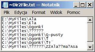 Lista podfolderów w pliku