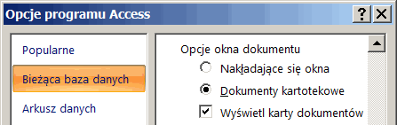 Opcje dokumenty kartotekowe