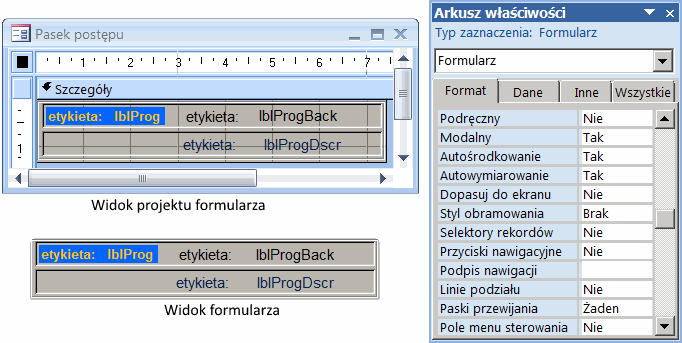 Formularz jako pasek postępu