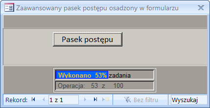 Widok zaawansowanego paska postępu