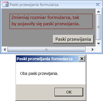 Paski przewijania w formularzu