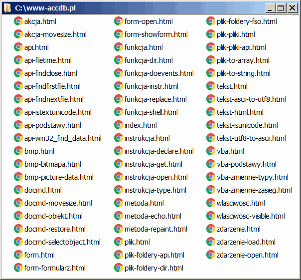 Lista plików html